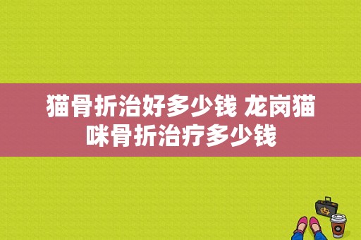 猫骨折治好多少钱 龙岗猫咪骨折治疗多少钱